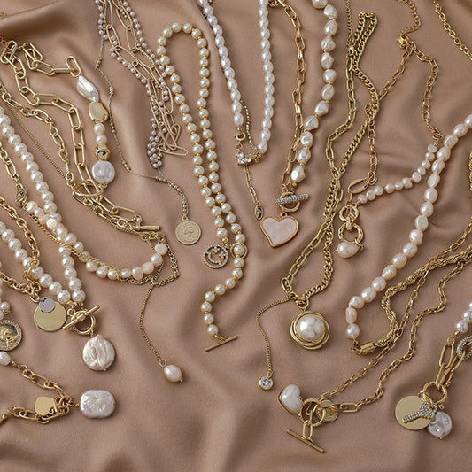 Gold Plated Natural Pearl Necklaces