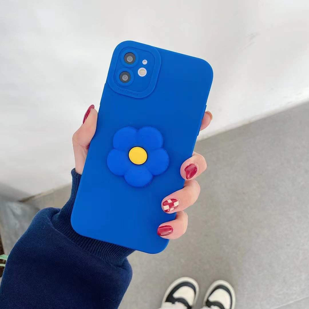 Cobalt Blue Silicone Phone Case / flower