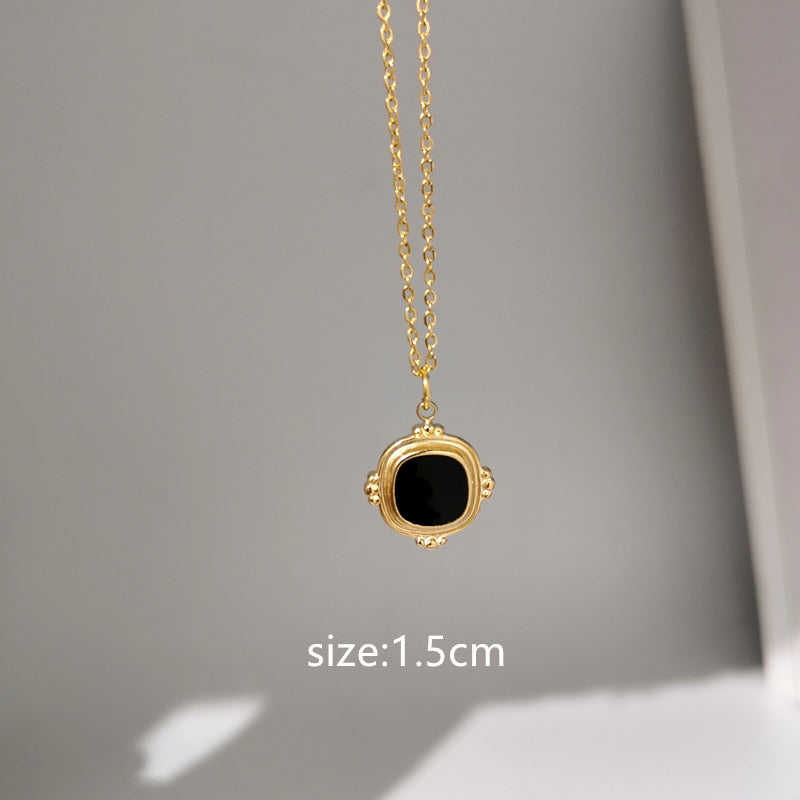 Black Square Pendant Necklace